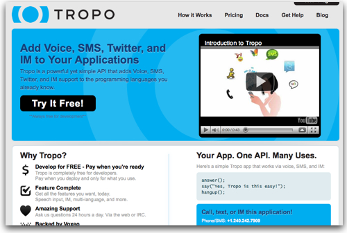 Tropo.com Redesign
