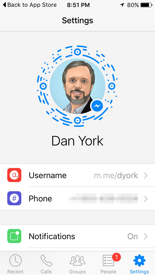 Facebook messenger code settings