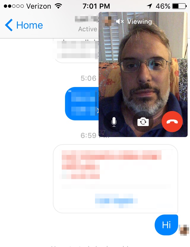 FB Messenger video overlay